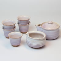 萩むらさき朝顔茶器揃（化粧箱）｜萩焼窯元 萩陶苑 椿秀窯 ギフト