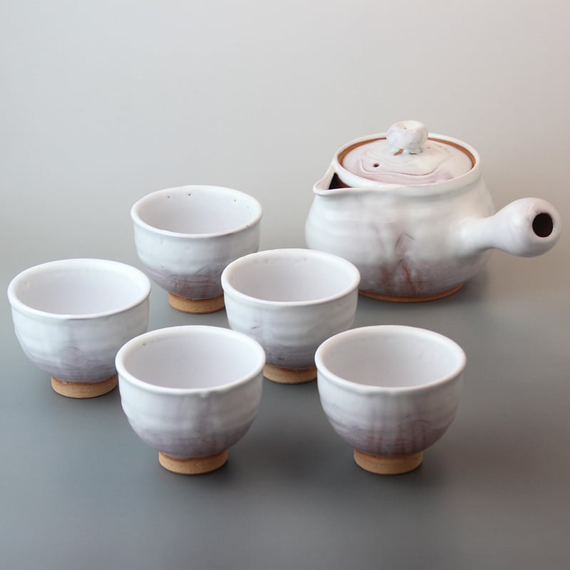 白釉茶器揃（化粧箱）｜萩焼窯元 萩陶苑 椿秀窯 ギフト | HAGIYAKI