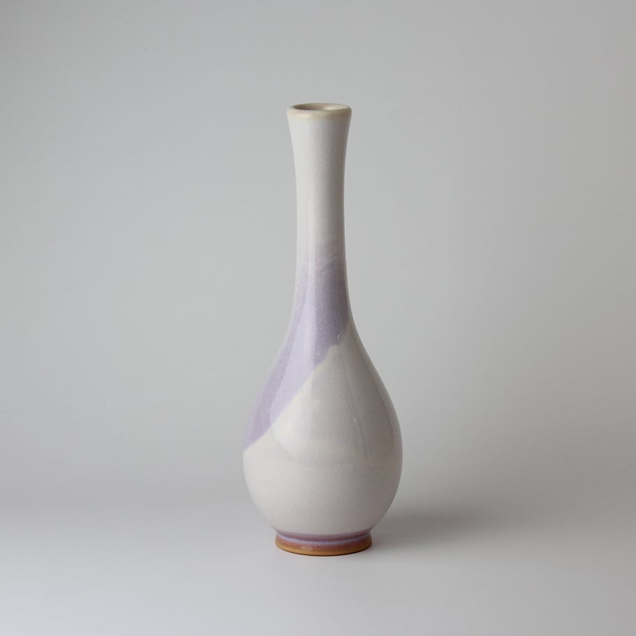 【萩焼 白萩 貫入 丸壺 花入 約23cm 無銘 大型 花瓶】 original