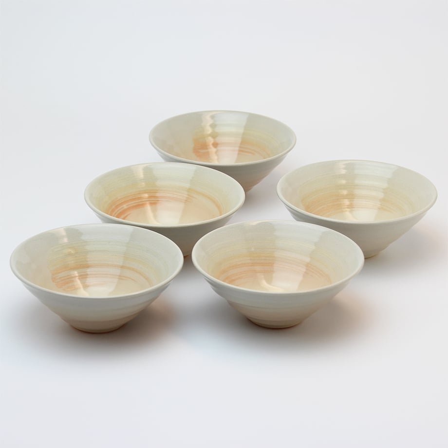 刷毛目 平小鉢揃（化粧箱）｜萩焼窯元 萩陶苑 椿秀窯 ギフト