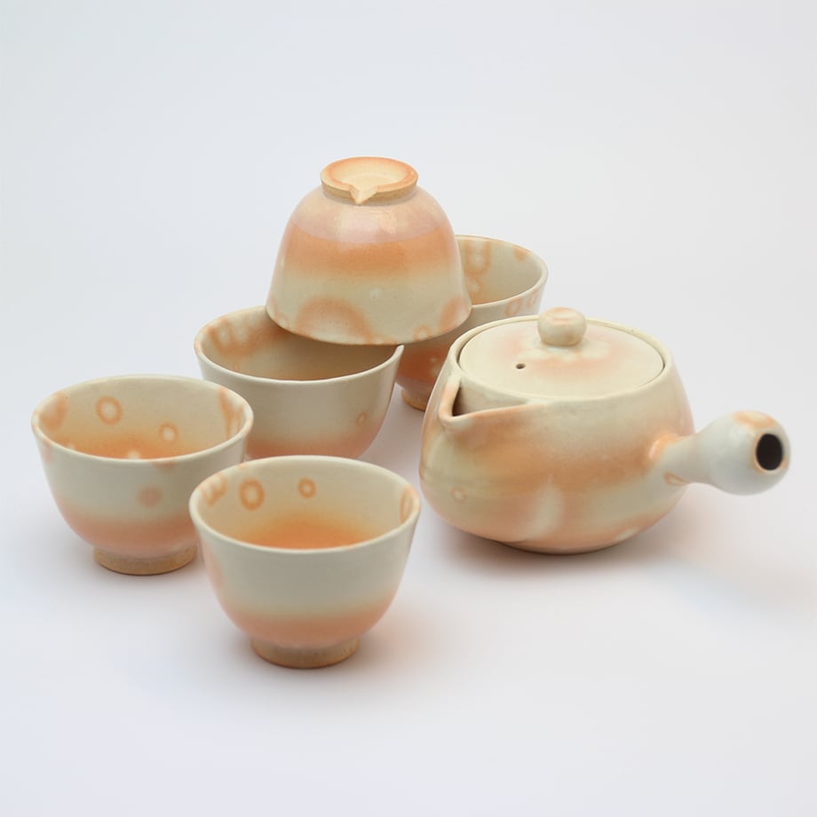 御本手ゆり茶器揃(化粧箱)|萩焼窯元 萩陶苑 椿秀窯 ギフト 御本手ゆり茶器揃(化粧箱)|萩焼窯元 萩陶苑 椿秀窯 ギフト