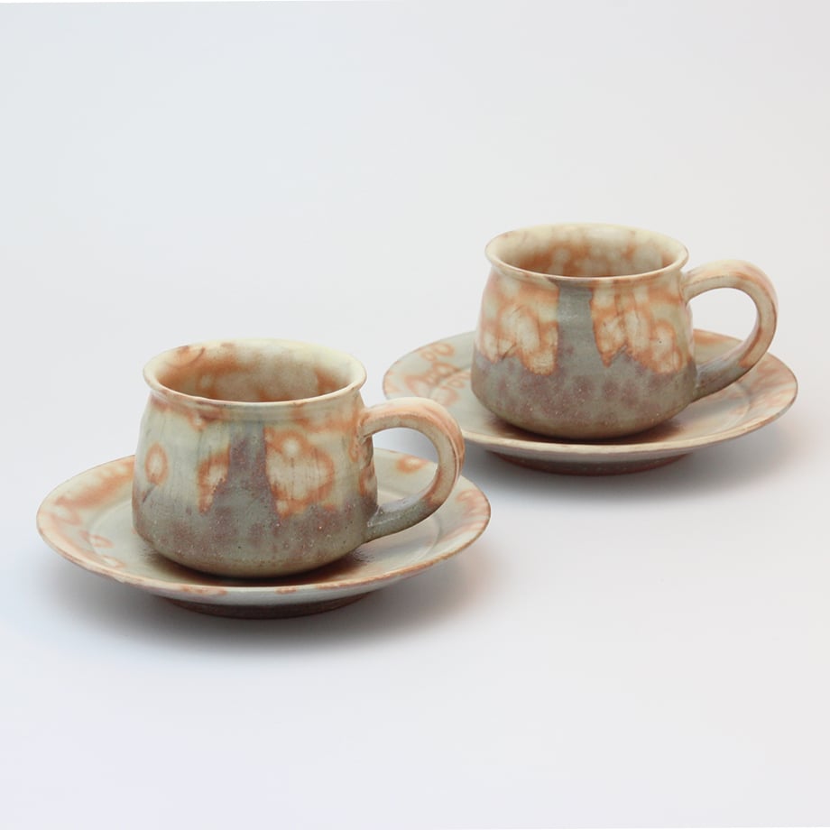 浅紅角珈琲ペア（化粧箱）｜萩焼窯元 萩陶苑 椿秀窯 ギフト | HAGIYAKI