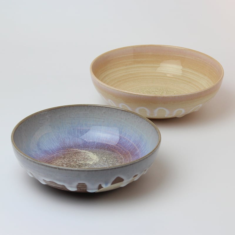 萩の雫｜しずく・そら丸中鉢ペア（化粧箱）｜萩焼 萩陶苑 椿秀窯