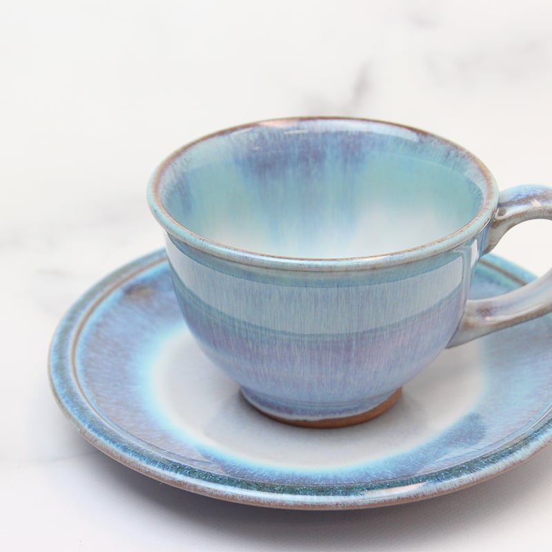 『お宝うー特価』　萩焼　CX2 スープカップ&ソーサー　ペア　緑 お宝うー特価』 萩焼 CX2 スープカップ&ソーサー ペア 緑 ハナうー特価