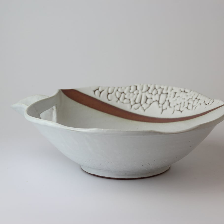 オンラインストア限定品 | 片口鉢 白掛分（化粧箱）｜萩焼 萩陶苑 椿秀