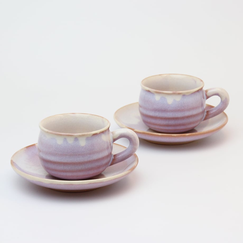 萩焼極稀模様入りコーヒーカップ天鵬山作ペア