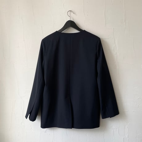 【再入荷】collarless jacket + sheer vest / sand, dark navy