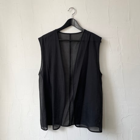 【再入荷】collarless jacket + sheer vest / sand, dark navy