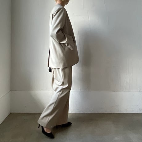 【再入荷】collarless jacket + sheer vest / sand, dark navy