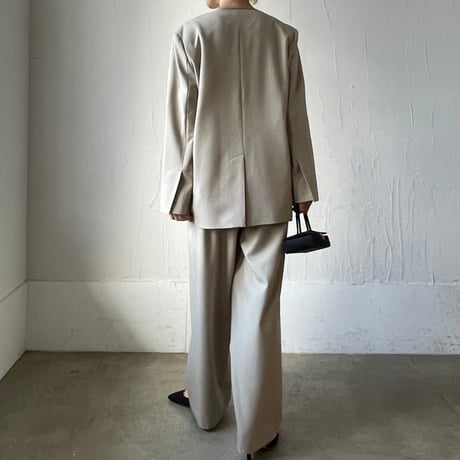 【再入荷】collarless jacket + sheer vest / sand, dark navy