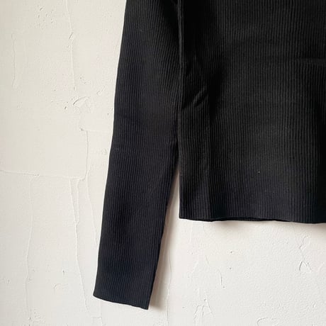 asymmetry neck rib knit / black