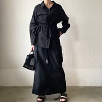 rayon linen safari shirt / black