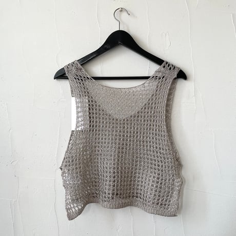 【再入荷】openwork knitting vest / gold, silver