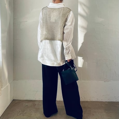 【再入荷】openwork knitting vest / gold, silver
