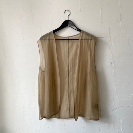 【再入荷】collarless jacket + sheer vest / sand, dark navy