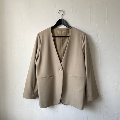 【再入荷】collarless jacket + sheer vest / sand, dark navy