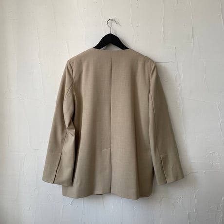 【再入荷】collarless jacket + sheer vest / sand, dark navy