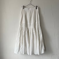 cambric tuck gather skirt / off white
