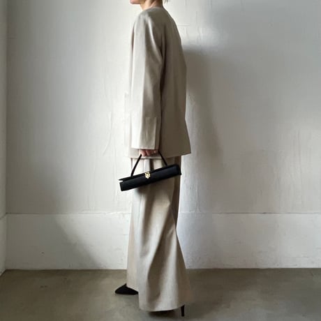 【再入荷】collarless jacket + sheer vest / sand, dark navy