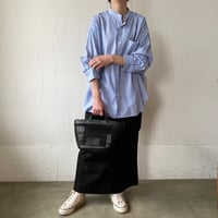 stripe band collar shirt / sax