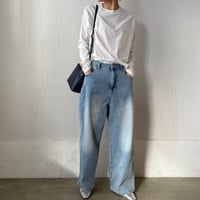 【再入荷】11.5oz wide straight denim pants / bleach