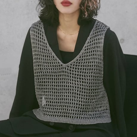【再入荷】openwork knitting vest / gold, silver