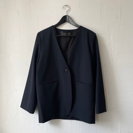 【再入荷】collarless jacket + sheer vest / sand, dark navy
