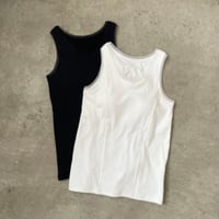 tulle trim tank top / white, black