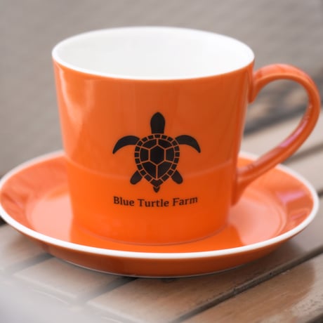 Blue Turtle Farm オリジナルマグカップ＆ソーサーSET 鮮やかオレンジ