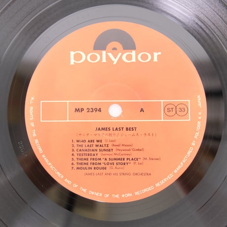 日本盤　James Last ＆ His String Orchestra / Who Are WeｰJames Last Best　MP2394　【中古】