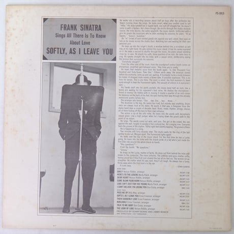 輸入盤　フランク・シナトラ/SOFTLY AS I LEAVE YOU　FS-1013　【中古】