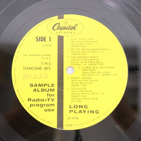 輸入盤　アンドリューズ・シスターズ/The Andrews Sisters Sing The Dancing 20's　T-973　【中古】