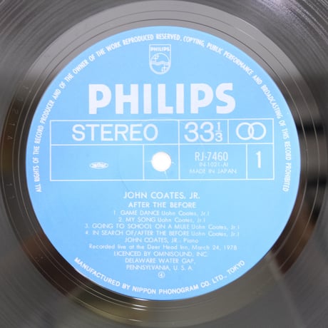 日本盤　ジョン・コーツ・ジュニア/アフター・ザ・ビフォア　RJ-7460　【中古】