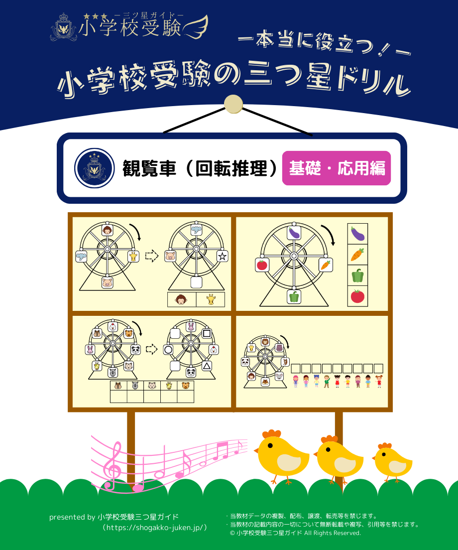 小学校受験三つ星ドリル】「観覧車（回転推理） 基礎・応用編