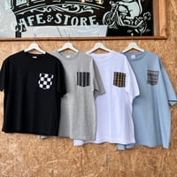 ネコキャデ　ワイドTシャツ　久留米絣ポケット付
