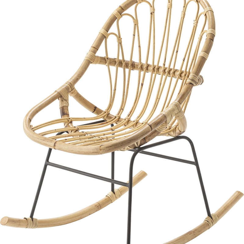 極美品！高級ラタン製 花柄クッション ロッキングチェア f00cc5fd6dcb84f95aaa5aa9635d2a