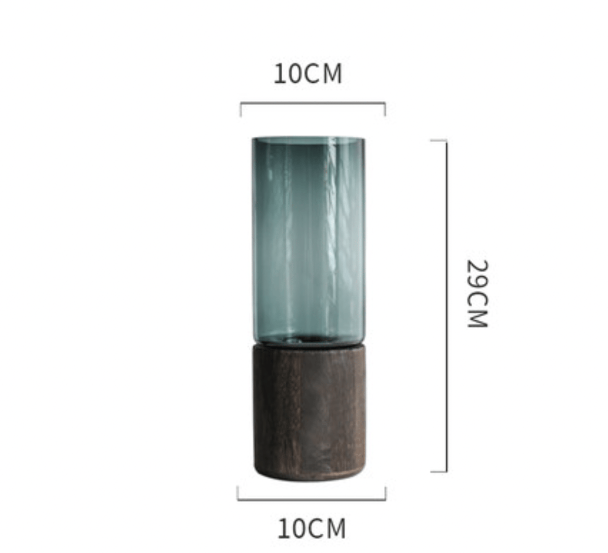 サークルガラスウッドフラワーベース花瓶スタイリッシュ高さ29cm