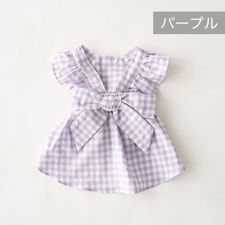 petme チェック柄リボンワンピース purple / pink / green