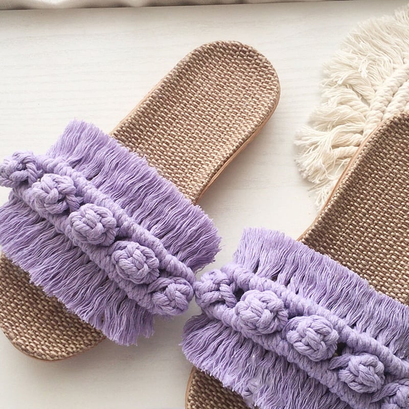 マクラメフリンジ付きスリッパ マクラメフリンジ付きスリッパ