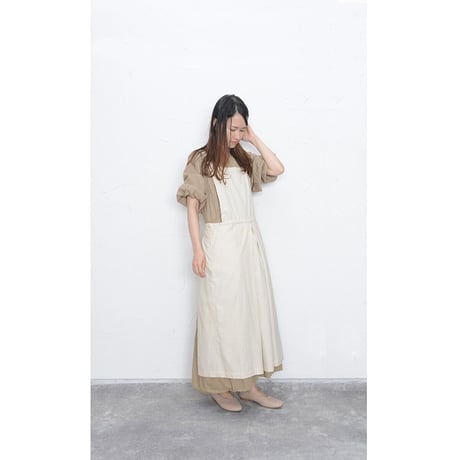 綿麻タックエプロン アイボリー