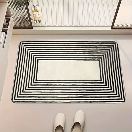 モノトーンストライプ珪藻土バスマット