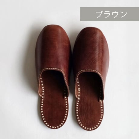 レザーステッチ ルームシューズ