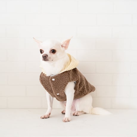 petme ぼんぼんフード付きボアブルゾン brown