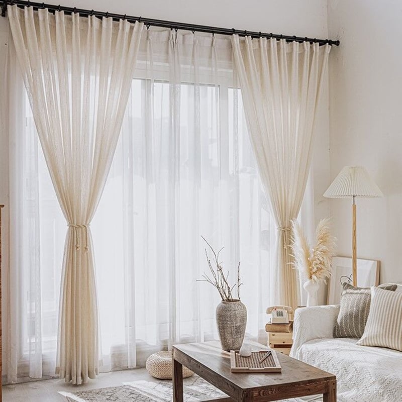 モモナチュラル リネンカーテン ナチュラルコットンリネン