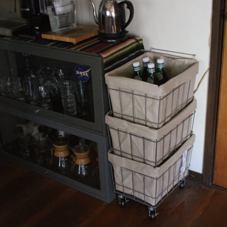 WIRE ARTS & PRO FOLDING STACKING BASKET 3 with CASTER / スタッキング バスケット 3段