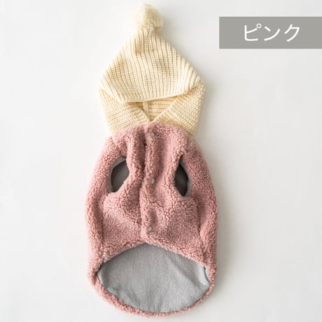 petme ぼんぼんフード付きボアブルゾン pink