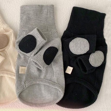 petme エルボーパッチ リブニット black / gray