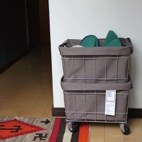 WIRE ARTS & PRO FOLDING STACKING BASKET 2 with CASTER / スタッキング バスケット 2段
