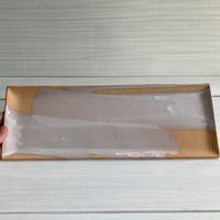 長角皿（白釉流しかけ）