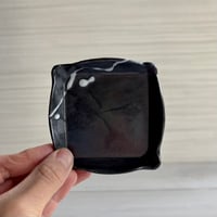 【四方豆皿】黒釉筆滴
